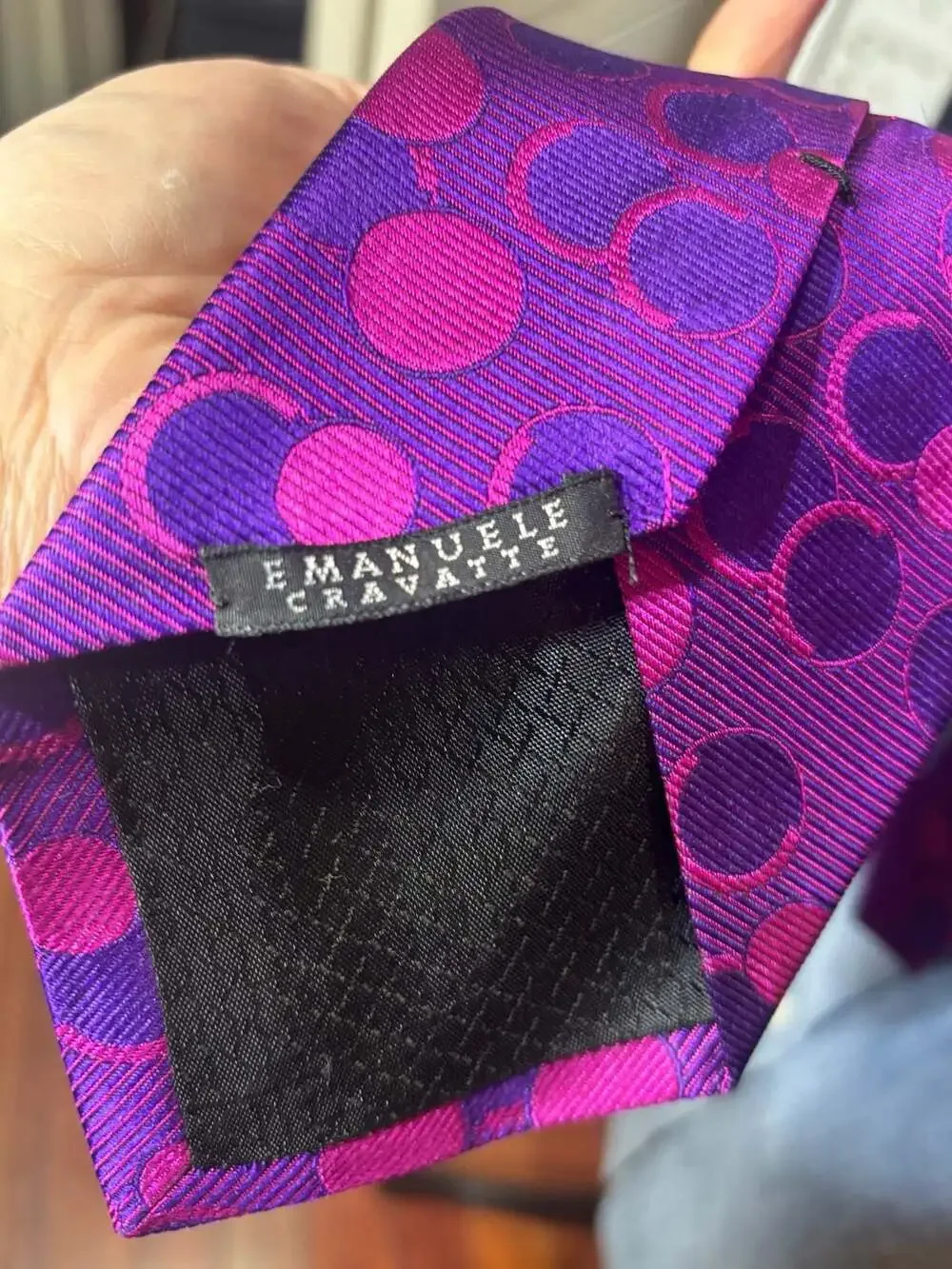 Emanuele Cravatte Purple and Pink Circle Pattern Silk Necktie